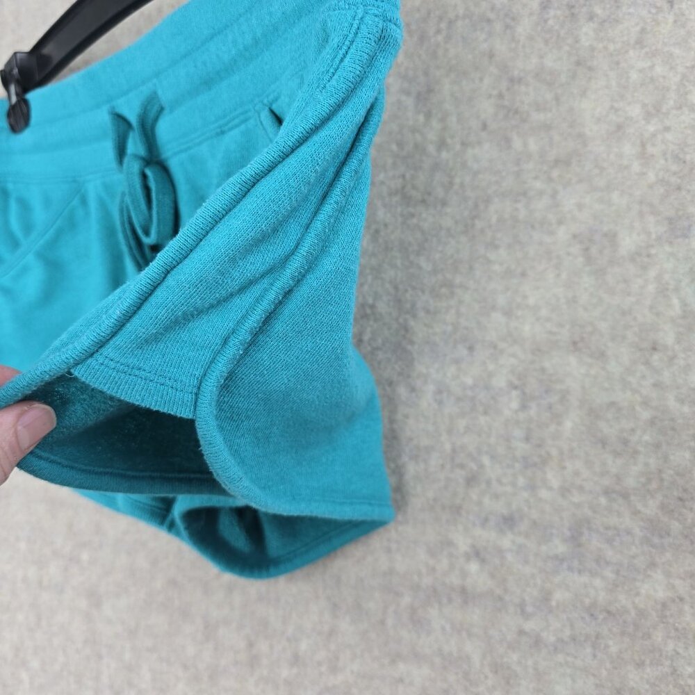 Teal Womens Athletic Drawstring Shorts Fleece Cotton Blend Casual Relaxed Fit - Picture 3 of 7